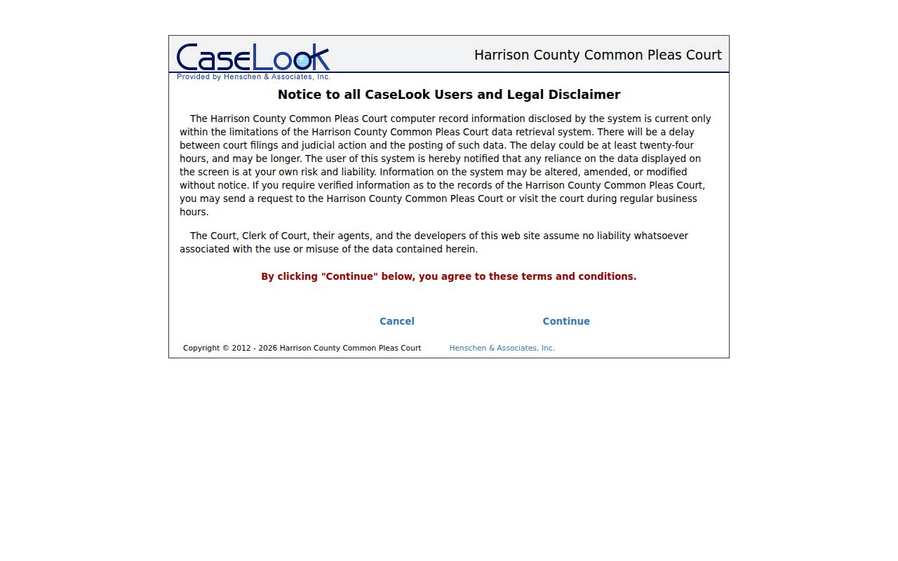 Bowerston court records Common Pleas CaseLook search