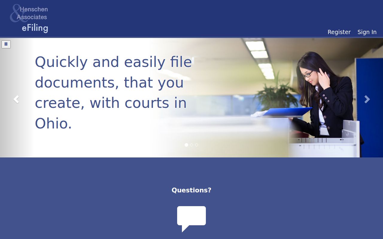 Harrison County court docket eFiling login screen
