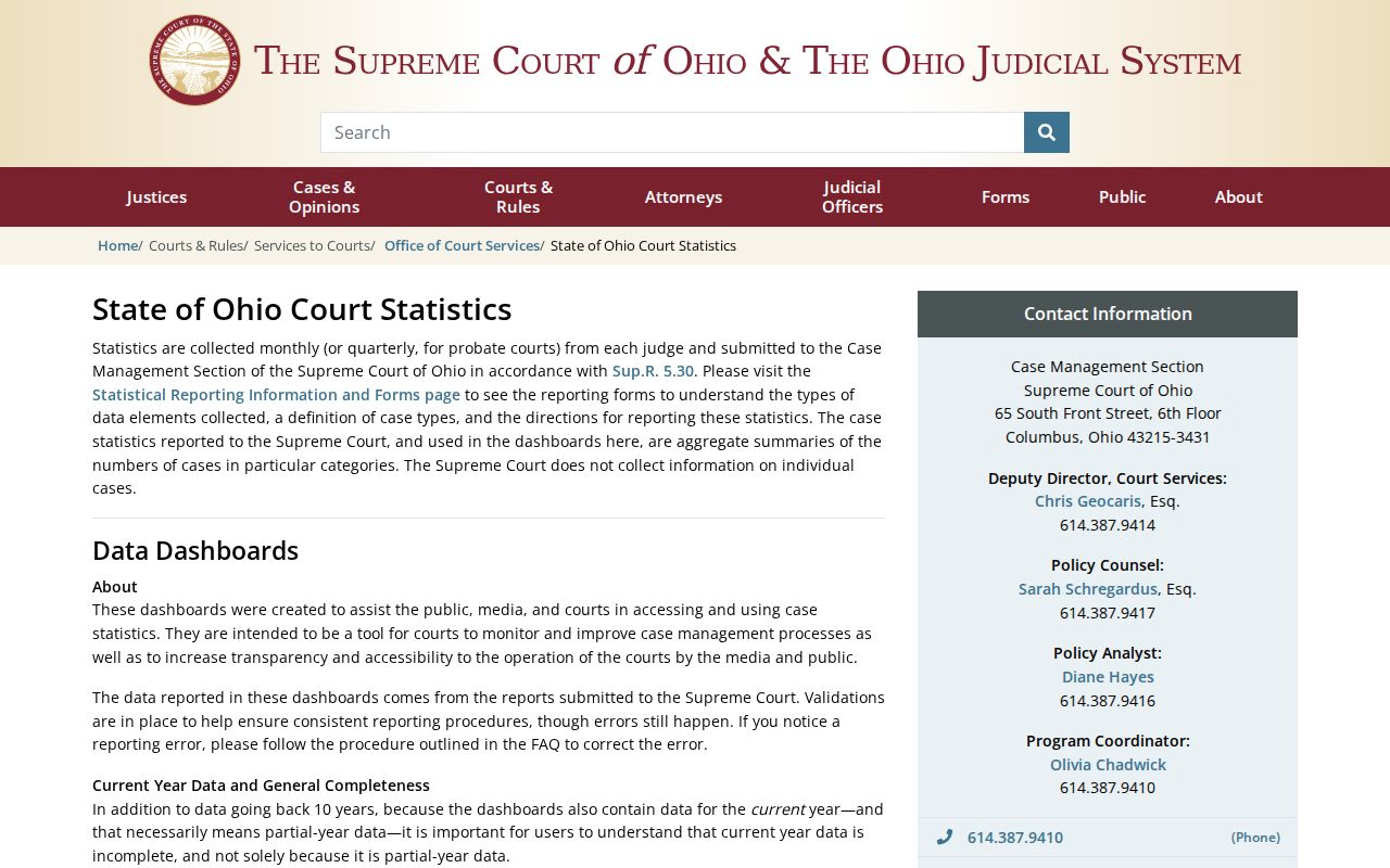Harrison County court schedule Ohio court services dashboards