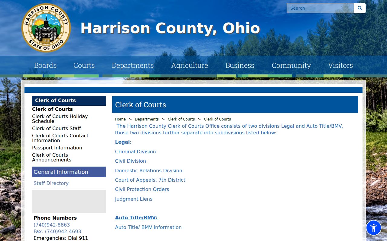Harrison County court docket Clerk of Courts information