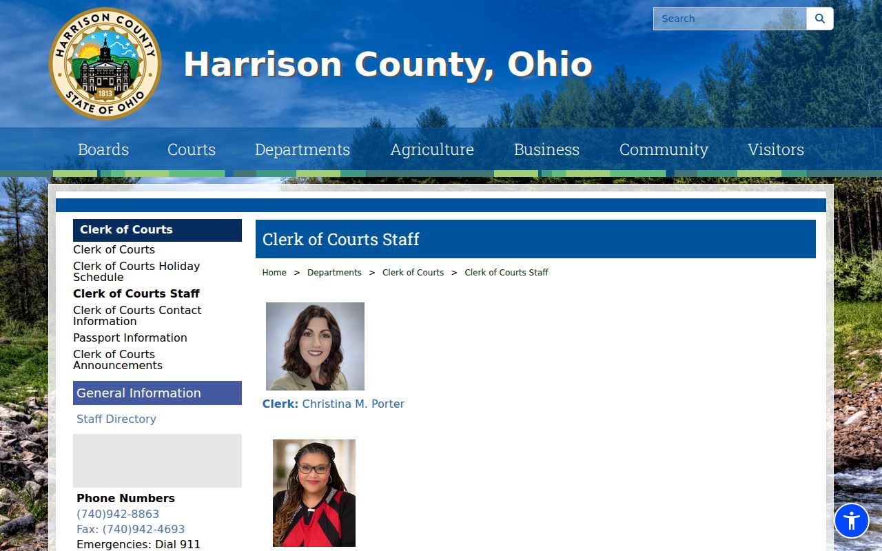 Harrison County court docket Clerk of Courts staff page