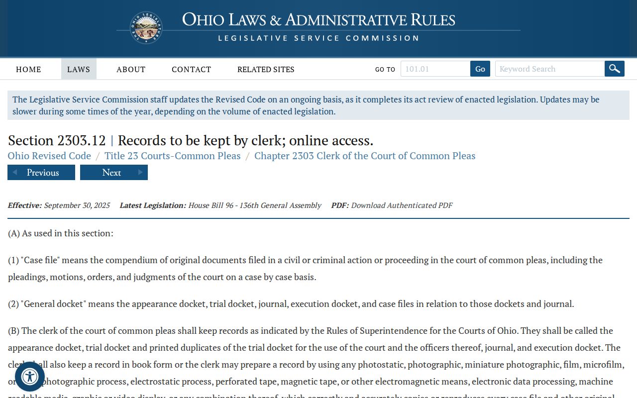 Harrison County court docket Ohio clerk record law