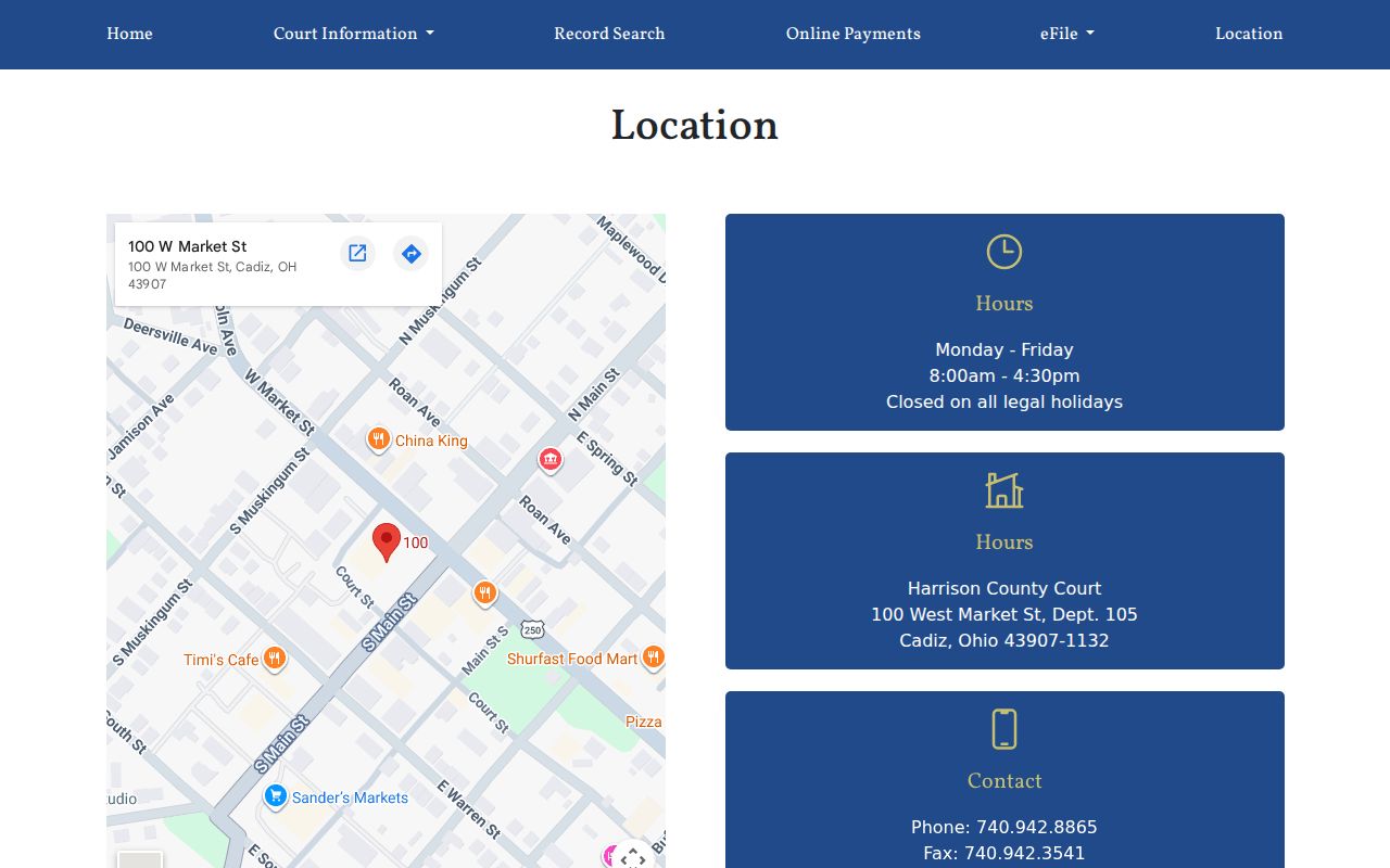 Harrison County traffic court record location and contact source